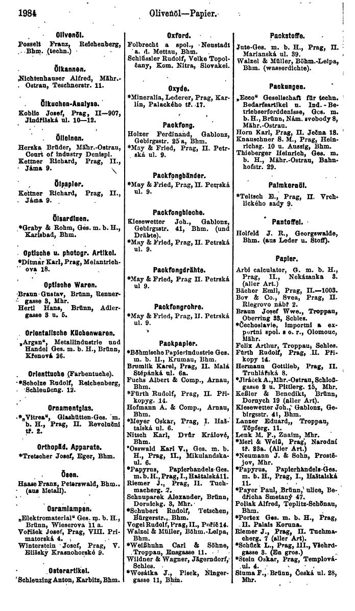 Compass. Finanzielles Jahrbuch 1923, Band V: Tschechoslowakei. - Seite 2436