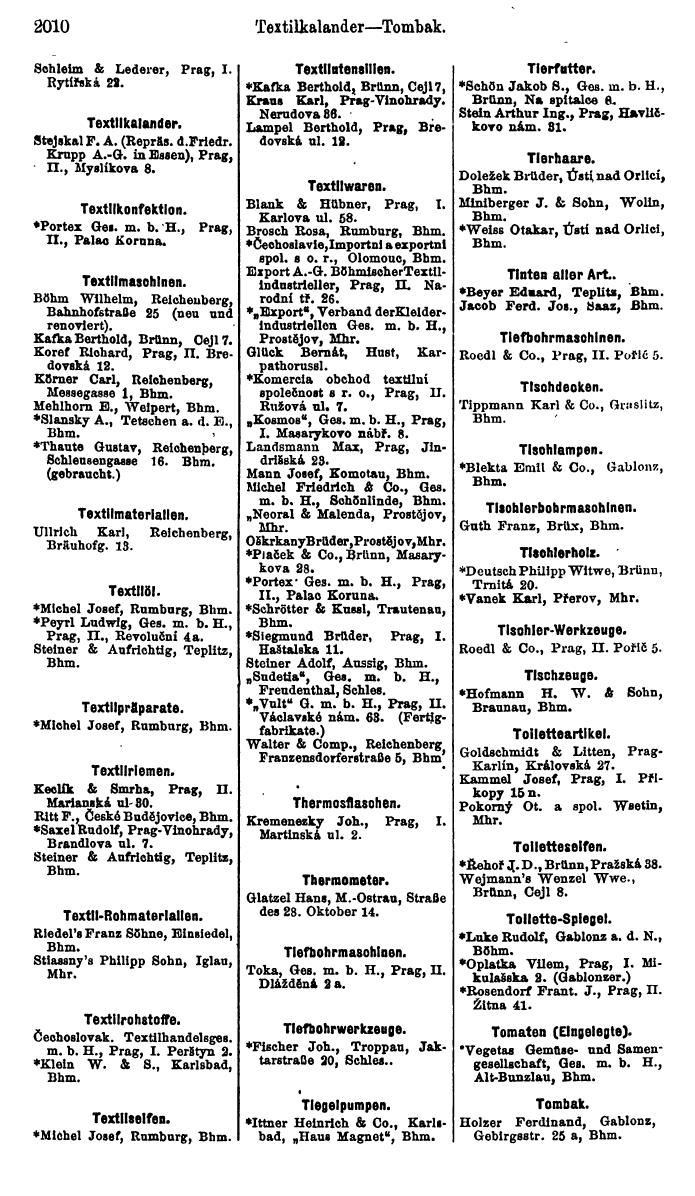 Compass. Finanzielles Jahrbuch 1923, Band V: Tschechoslowakei. - Seite 2462