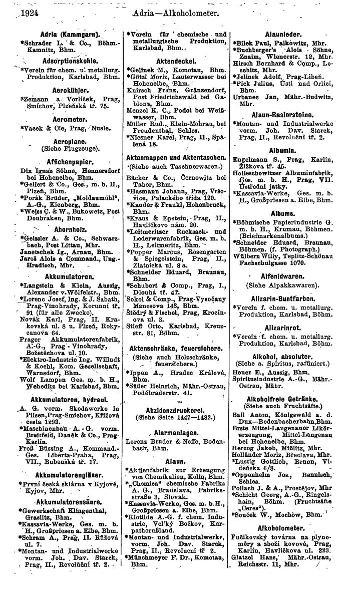 Compass. Finanzielles Jahrbuch 1924, Band V: Tschechoslowakei. - Seite 2082