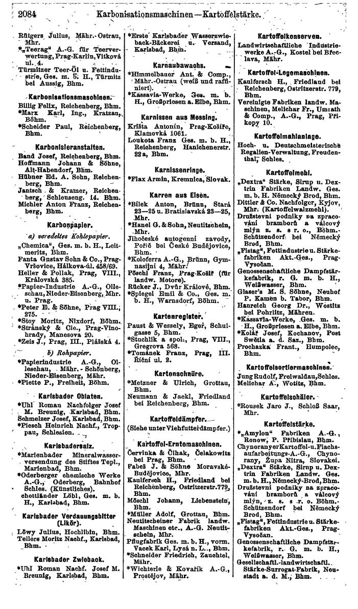 Compass. Finanzielles Jahrbuch 1924, Band V: Tschechoslowakei. - Seite 2242