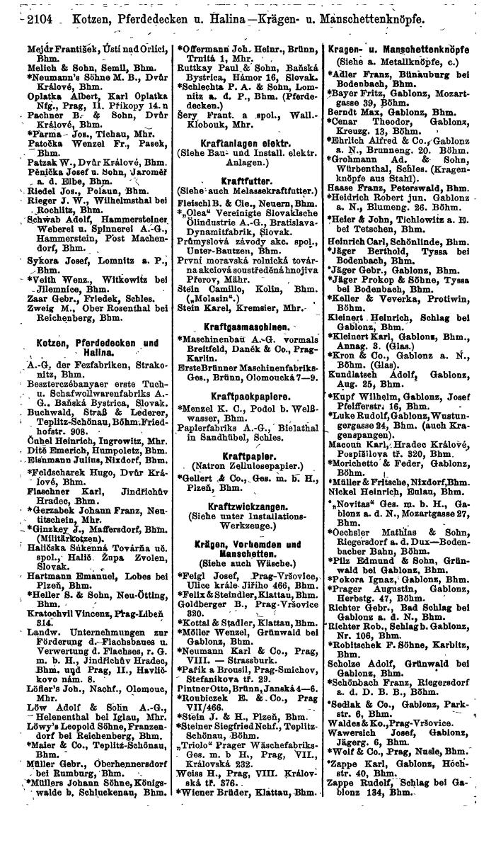 Compass. Finanzielles Jahrbuch 1924, Band V: Tschechoslowakei. - Seite 2262