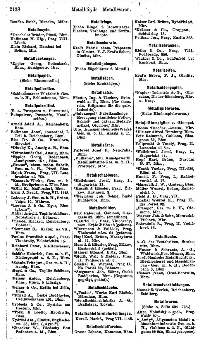 Compass. Finanzielles Jahrbuch 1924, Band V: Tschechoslowakei. - Seite 2298