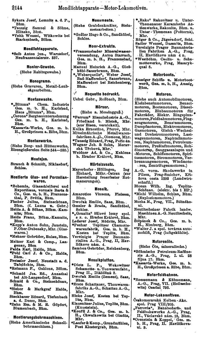 Compass. Finanzielles Jahrbuch 1924, Band V: Tschechoslowakei. - Seite 2304