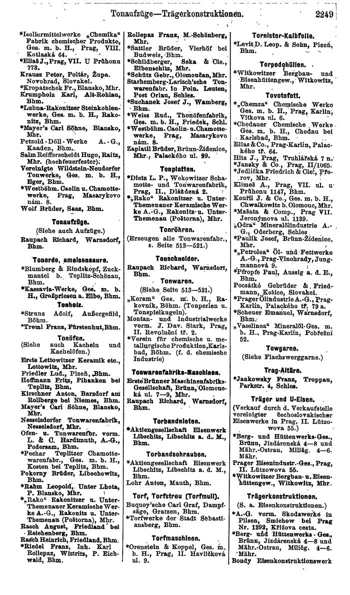 Compass. Finanzielles Jahrbuch 1924, Band V: Tschechoslowakei. - Seite 2411