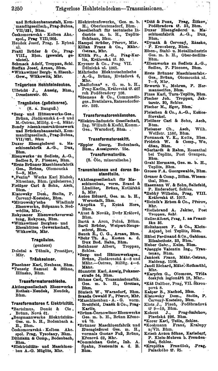 Compass. Finanzielles Jahrbuch 1924, Band V: Tschechoslowakei. - Seite 2412