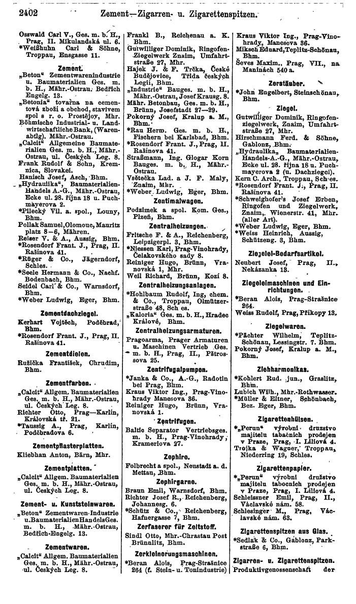 Compass. Finanzielles Jahrbuch 1924, Band V: Tschechoslowakei. - Seite 2564