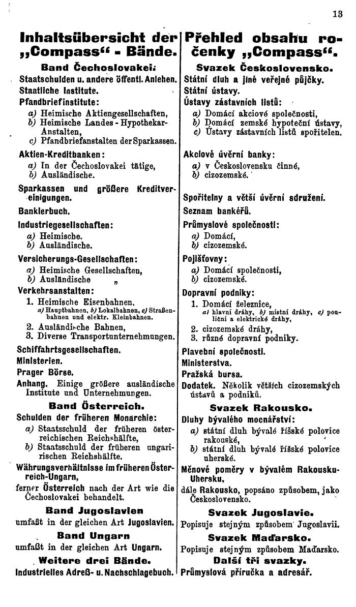 Compass. Finanzielles Jahrbuch 1927: Tschechoslowakei. - Page 17