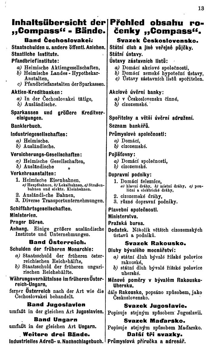 Compass. Finanzielles Jahrbuch 1927: Tschechoslowakei. - Seite 17