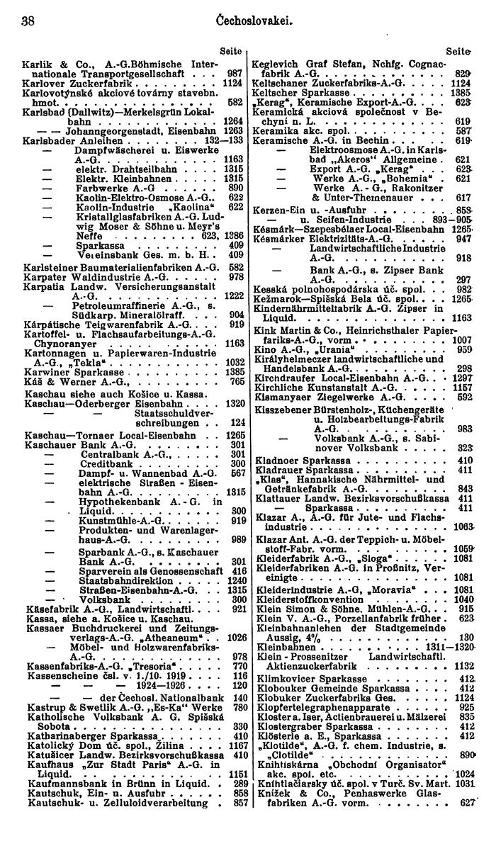Compass. Finanzielles Jahrbuch 1927: Tschechoslowakei. - Seite 42