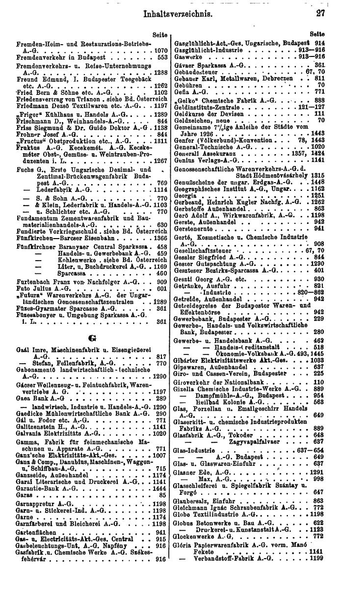 Compass. Finanzielles Jahrbuch 1927: Ungarn. - Seite 31