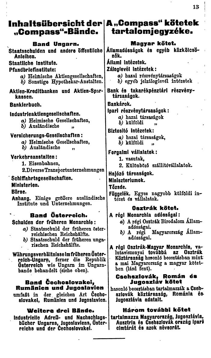 Compass. Finanzielles Jahrbuch 1930: Ungarn. - Seite 17