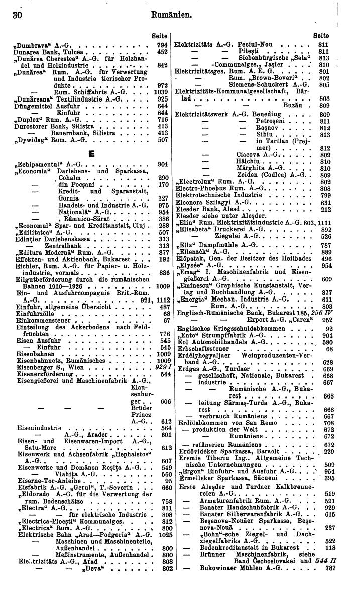Compass. Finanzielles Jahrbuch 1929: Rumänien. - Seite 34