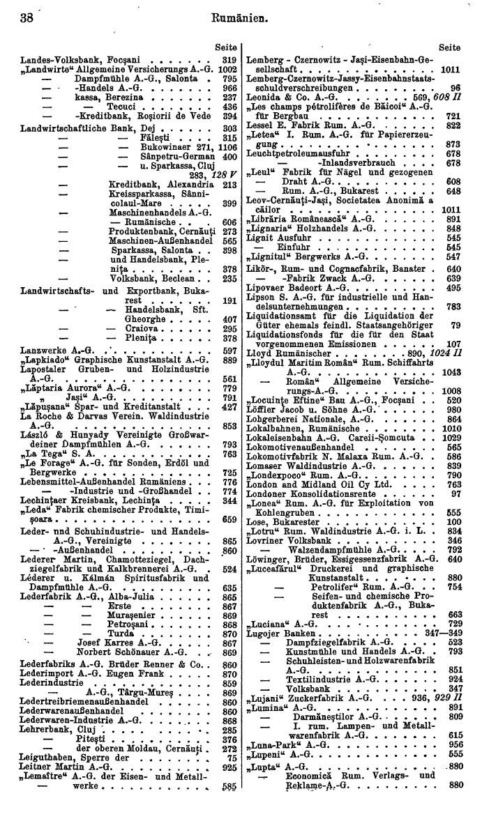 Compass. Finanzielles Jahrbuch 1929: Rumänien. - Seite 42