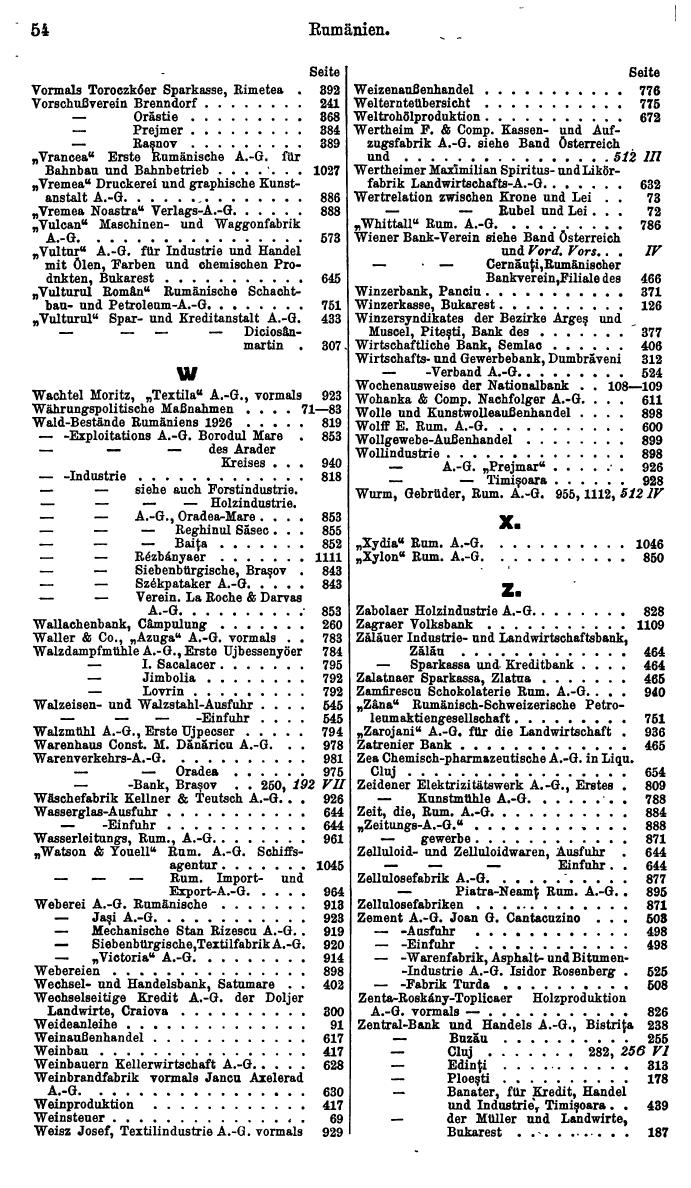 Compass. Finanzielles Jahrbuch 1929: Rumänien. - Seite 58