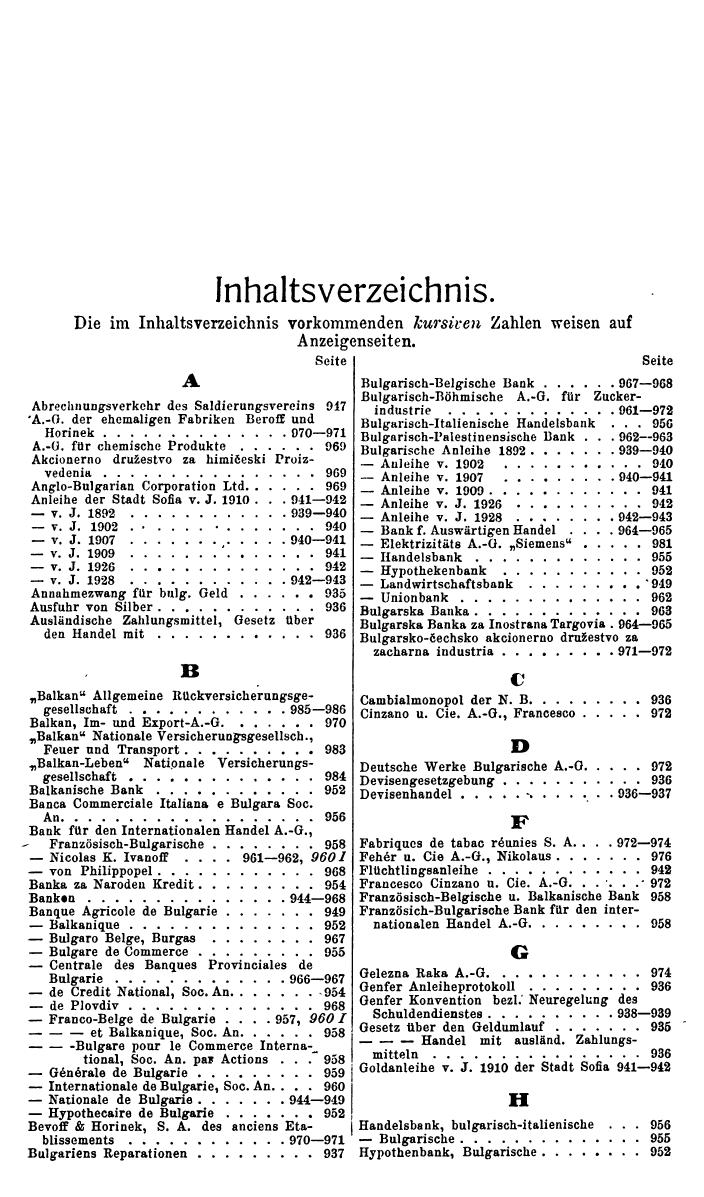 Compass. Finanzielles Jahrbuch 1930: Jugoslawien, Bulgarien, Albanien. - Seite 961