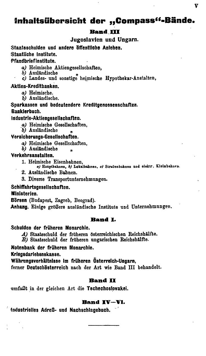 Compass. Finanzielles Jahrbuch 1923: Band III: Jugoslawien, Ungarn. - Seite 11