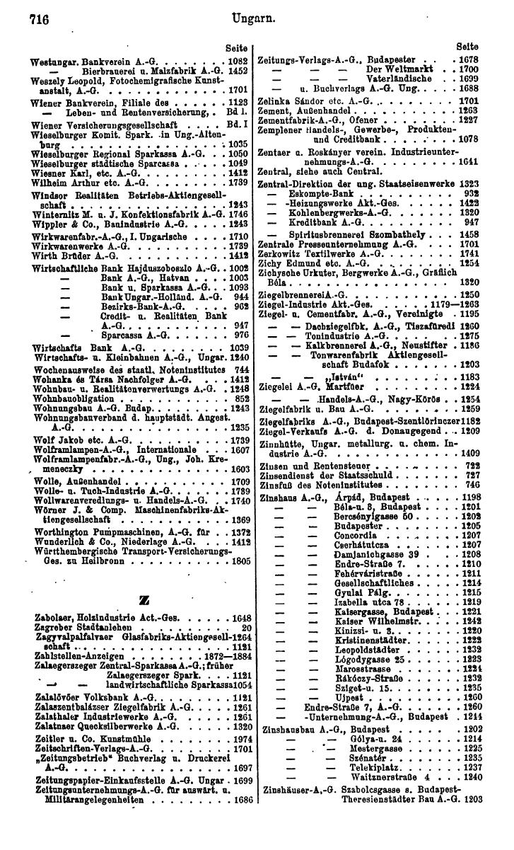 Compass. Finanzielles Jahrbuch 1924: Band III: Jugoslawien, Ungarn. - Seite 882