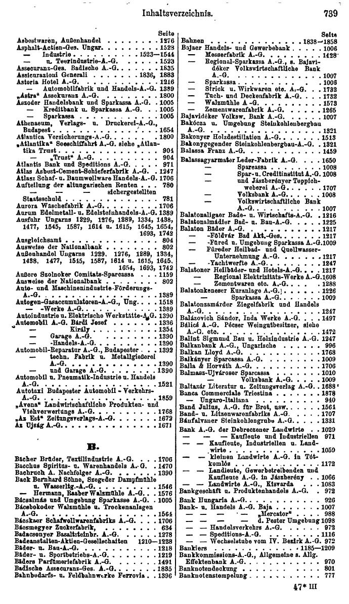 Compass. Finanzielles Jahrbuch 1925, Band III: Jugoslawien, Ungarn. - Page 815