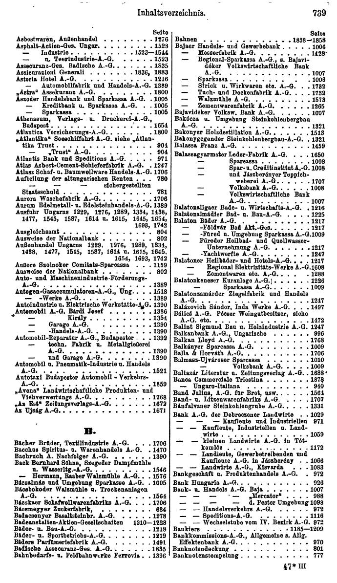 Compass. Finanzielles Jahrbuch 1925, Band III: Jugoslawien, Ungarn. - Seite 815