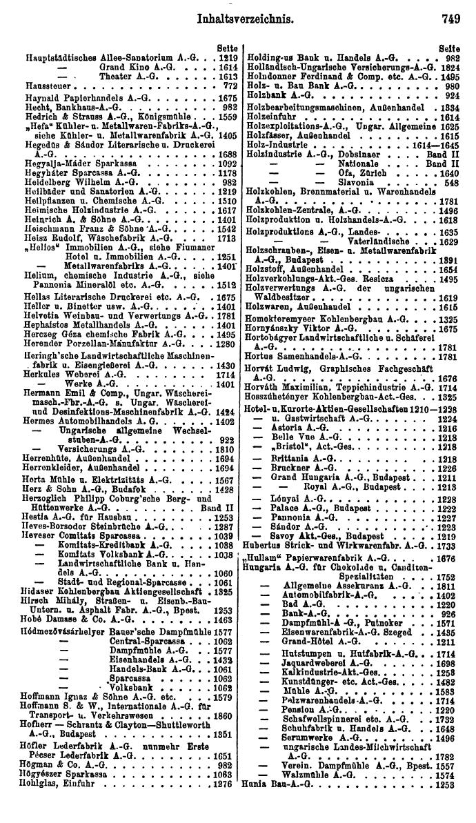 Compass. Finanzielles Jahrbuch 1925, Band III: Jugoslawien, Ungarn. - Seite 825