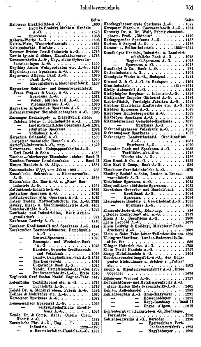 Compass. Finanzielles Jahrbuch 1925, Band III: Jugoslawien, Ungarn. - Seite 827