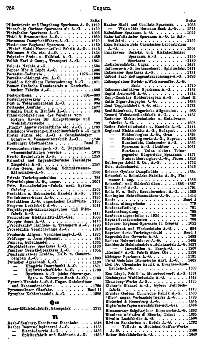 Compass. Finanzielles Jahrbuch 1925, Band III: Jugoslawien, Ungarn. - Seite 834