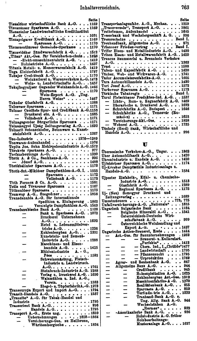 Compass. Finanzielles Jahrbuch 1925, Band III: Jugoslawien, Ungarn. - Seite 839