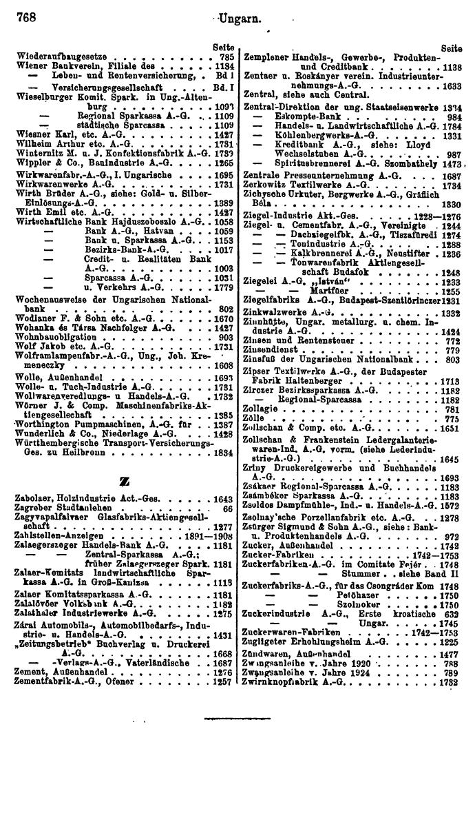 Compass. Finanzielles Jahrbuch 1925, Band III: Jugoslawien, Ungarn. - Seite 844