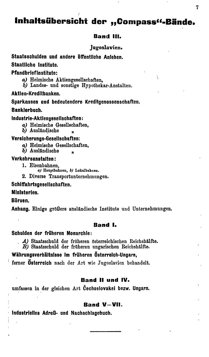 Compass. Finanzielles Jahrbuch 1926, Band III: Jugoslawien. - Seite 11