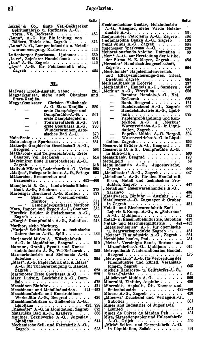 Compass. Finanzielles Jahrbuch 1926, Band III: Jugoslawien. - Seite 36