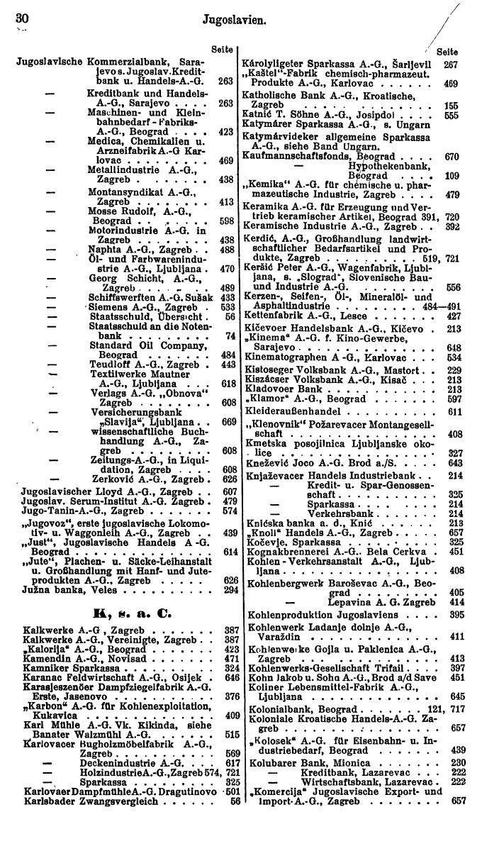 Compass. Finanzielles Jahrbuch 1927: Jugoslawien. - Seite 34