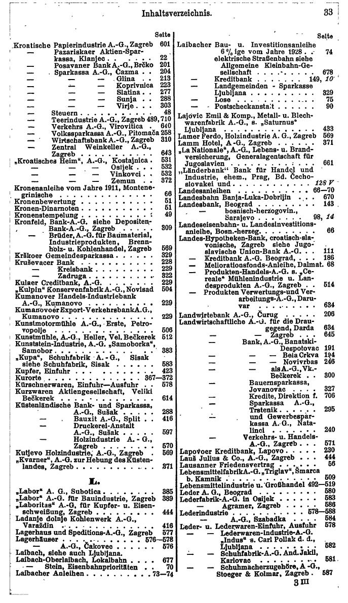 Compass. Finanzielles Jahrbuch 1929: Jugoslawien. - Seite 37