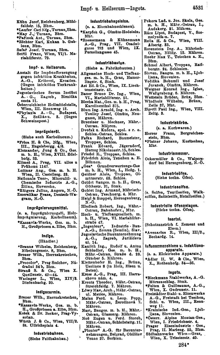 Compass 1922. Band VI: Österreich, Tschechoslowakei, Ungarn, Jugoslawien. - Seite 1051