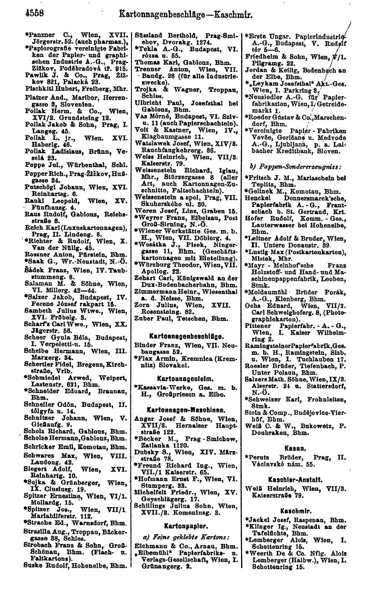 Compass 1922. Band VI: Österreich, Tschechoslowakei, Ungarn, Jugoslawien. - Page 1078