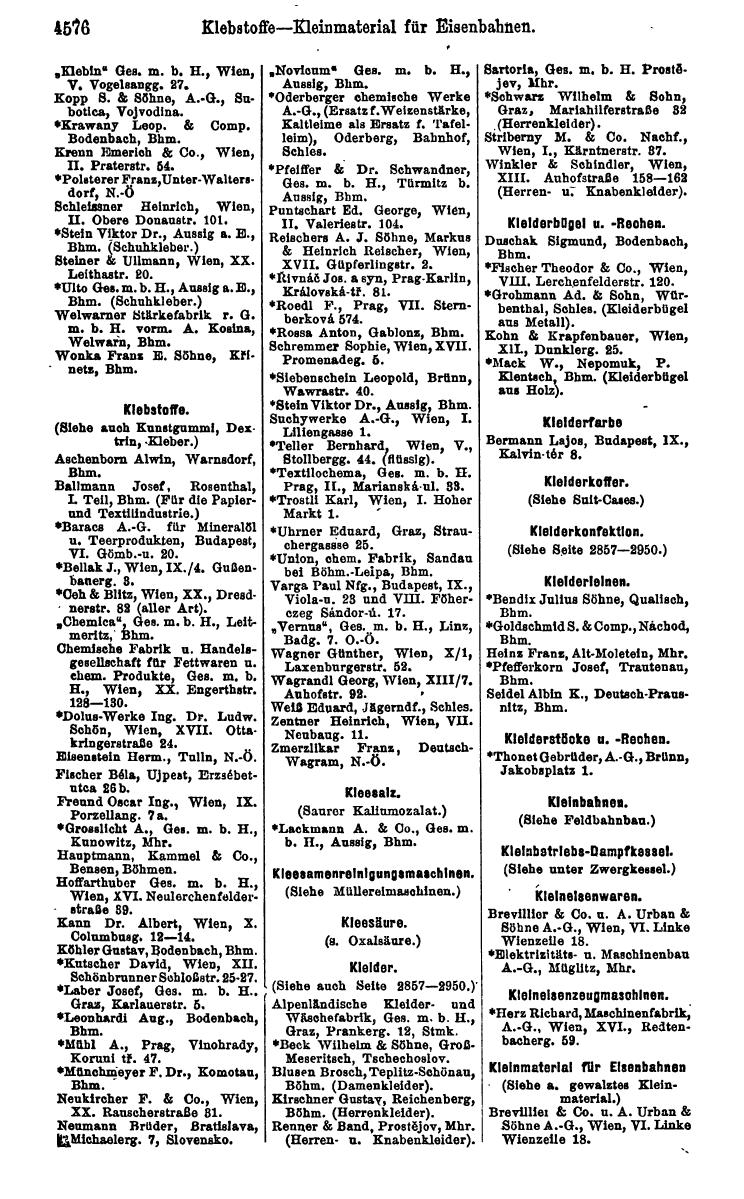 Compass 1922. Band VI: Österreich, Tschechoslowakei, Ungarn, Jugoslawien. - Seite 1096