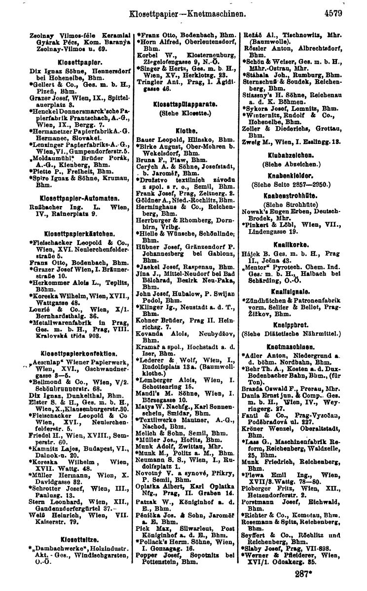 Compass 1922. Band VI: Österreich, Tschechoslowakei, Ungarn, Jugoslawien. - Page 1099