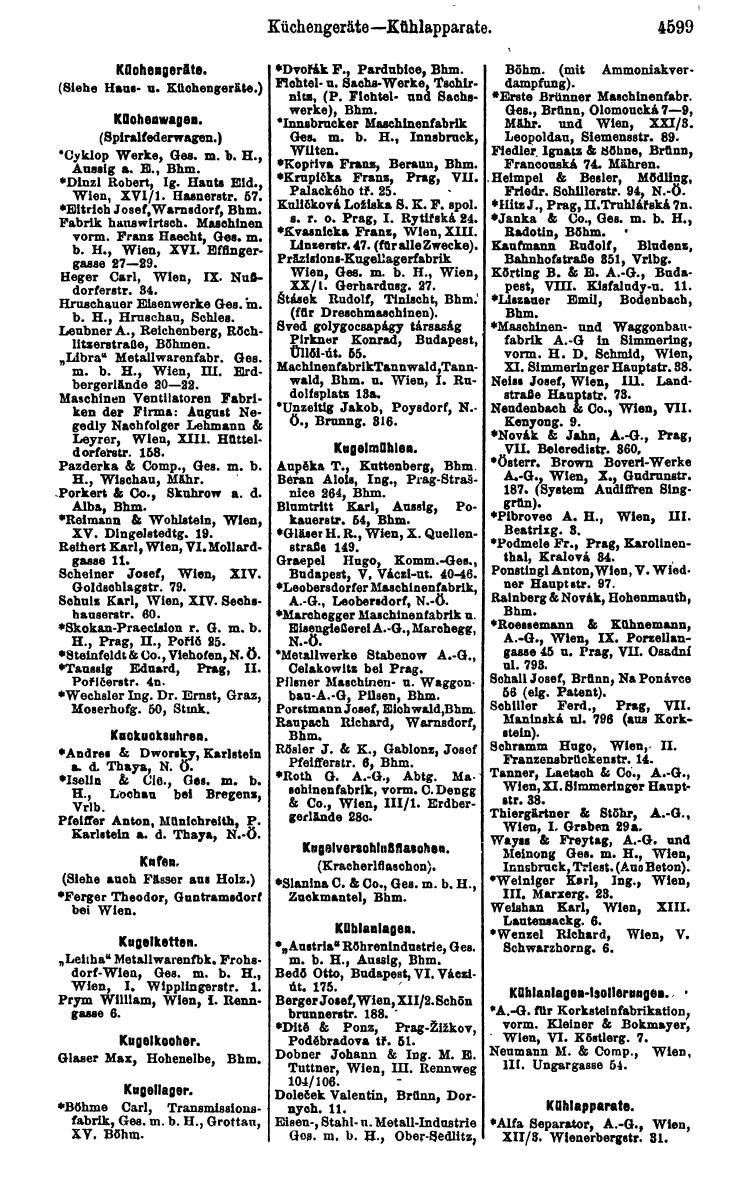 Compass 1922. Band VI: Österreich, Tschechoslowakei, Ungarn, Jugoslawien. - Page 1119