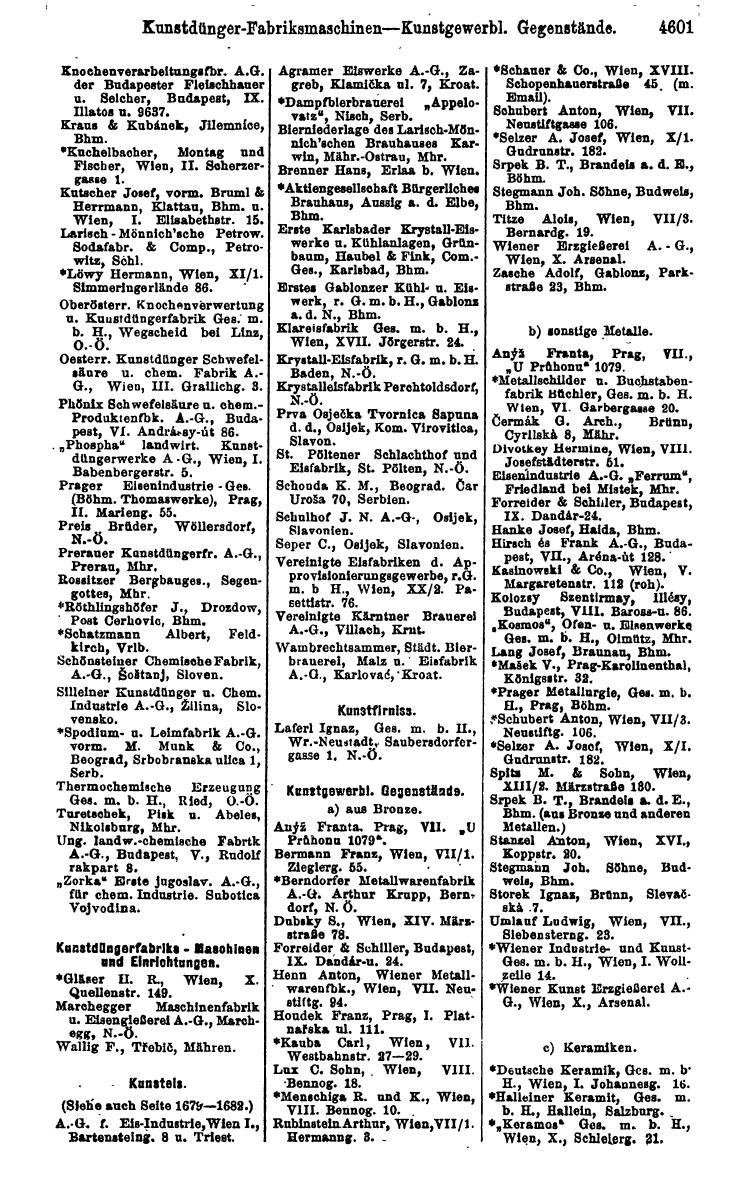 Compass 1922. Band VI: Österreich, Tschechoslowakei, Ungarn, Jugoslawien. - Page 1121