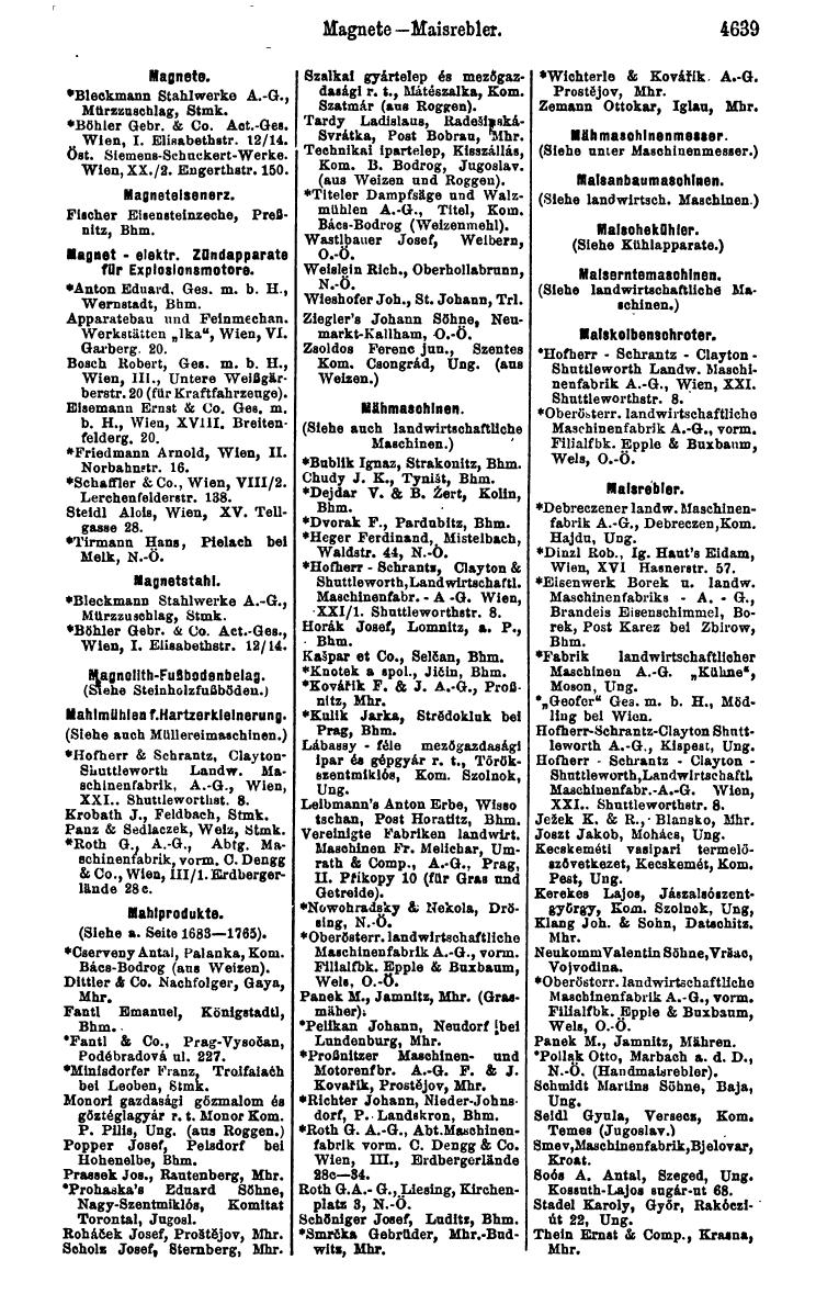 Compass 1922. Band VI: Österreich, Tschechoslowakei, Ungarn, Jugoslawien. - Page 1159