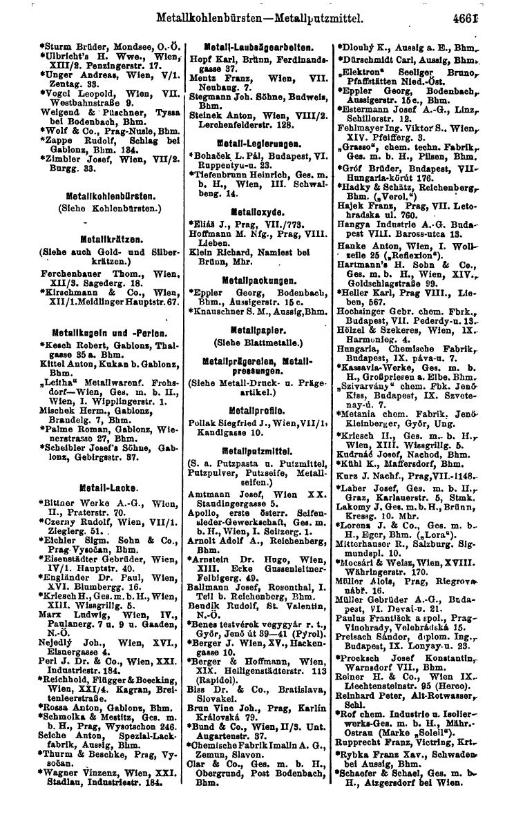 Compass 1922. Band VI: Österreich, Tschechoslowakei, Ungarn, Jugoslawien. - Page 1197