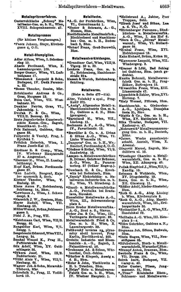 Compass 1922. Band VI: Österreich, Tschechoslowakei, Ungarn, Jugoslawien. - Page 1199