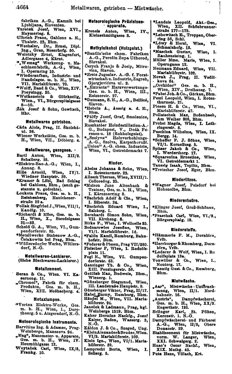 Compass 1922. Band VI: Österreich, Tschechoslowakei, Ungarn, Jugoslawien. - Page 1200