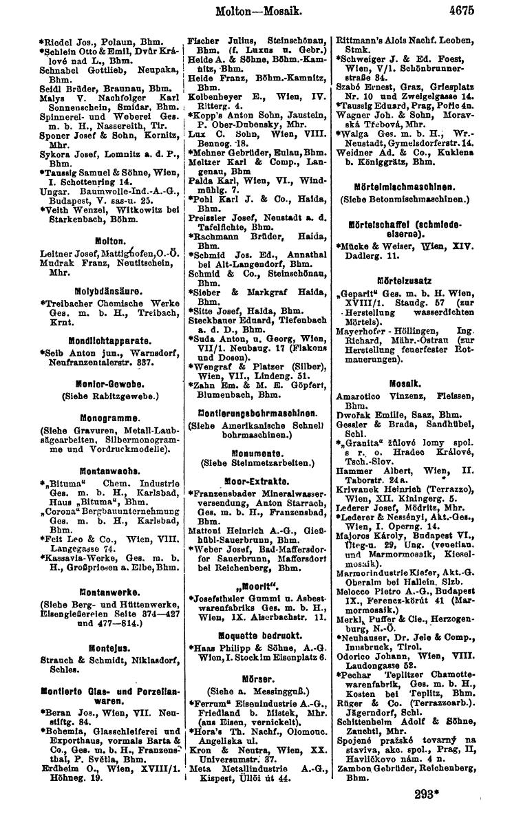 Compass 1922. Band VI: Österreich, Tschechoslowakei, Ungarn, Jugoslawien. - Page 1211