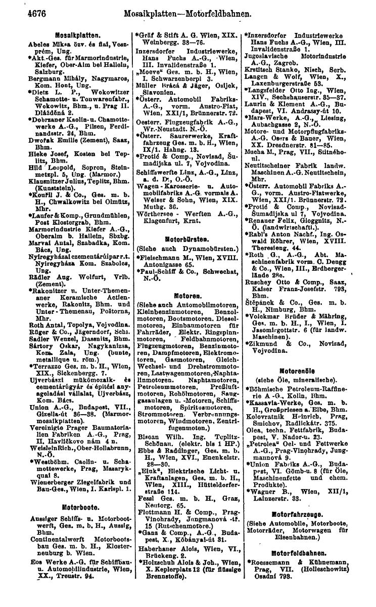 Compass 1922. Band VI: Österreich, Tschechoslowakei, Ungarn, Jugoslawien. - Page 1212