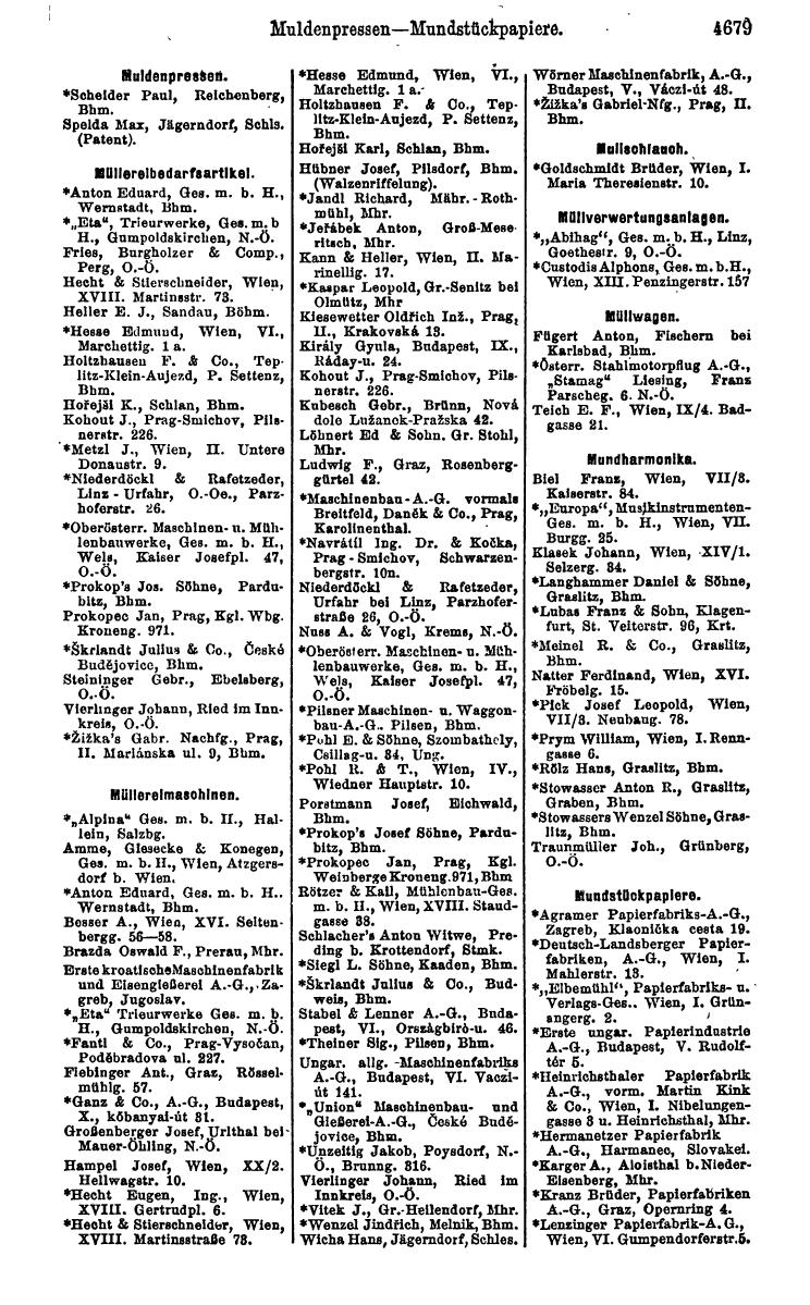 Compass 1922. Band VI: Österreich, Tschechoslowakei, Ungarn, Jugoslawien. - Page 1215