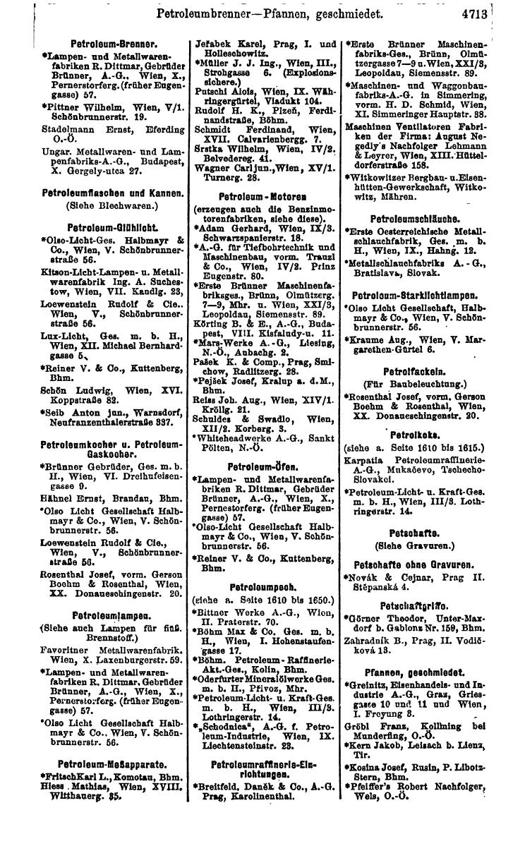 Compass 1922. Band VI: Österreich, Tschechoslowakei, Ungarn, Jugoslawien. - Page 1249