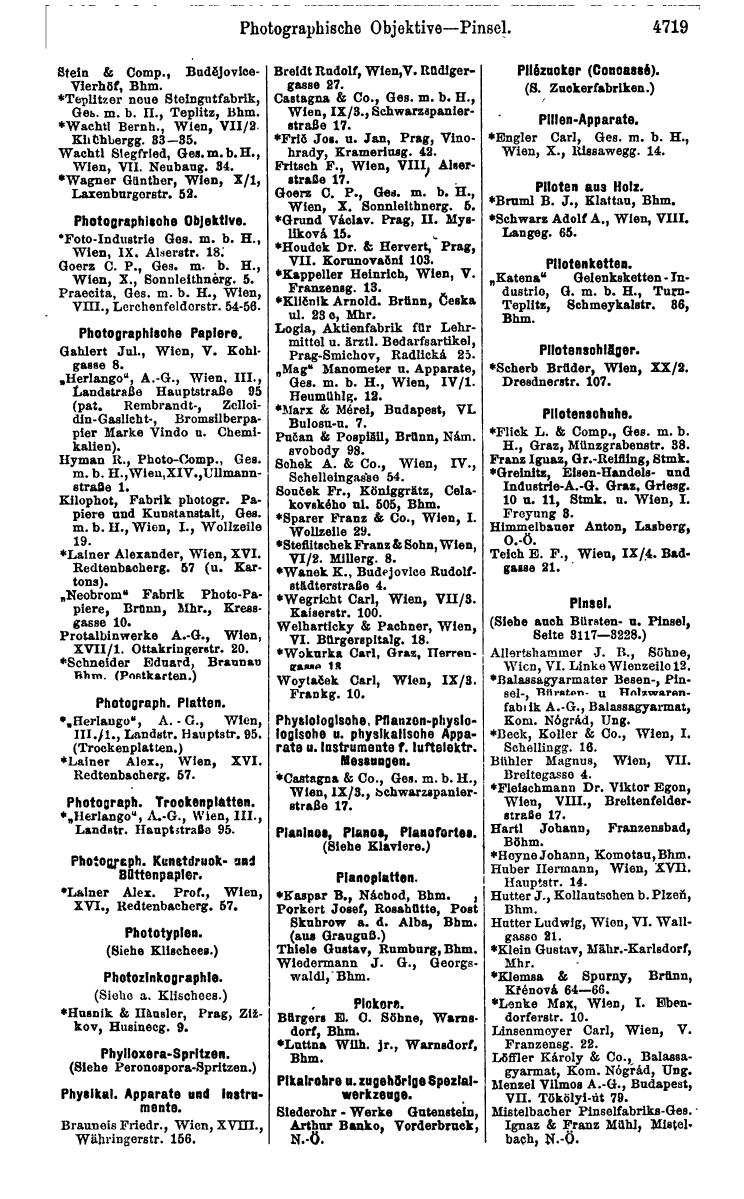 Compass 1922. Band VI: Österreich, Tschechoslowakei, Ungarn, Jugoslawien. - Page 1255