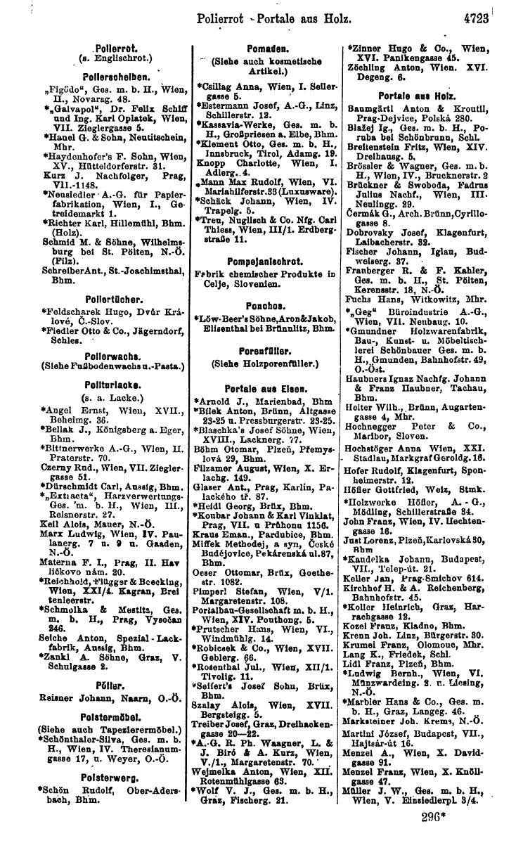 Compass 1922. Band VI: Österreich, Tschechoslowakei, Ungarn, Jugoslawien. - Page 1261