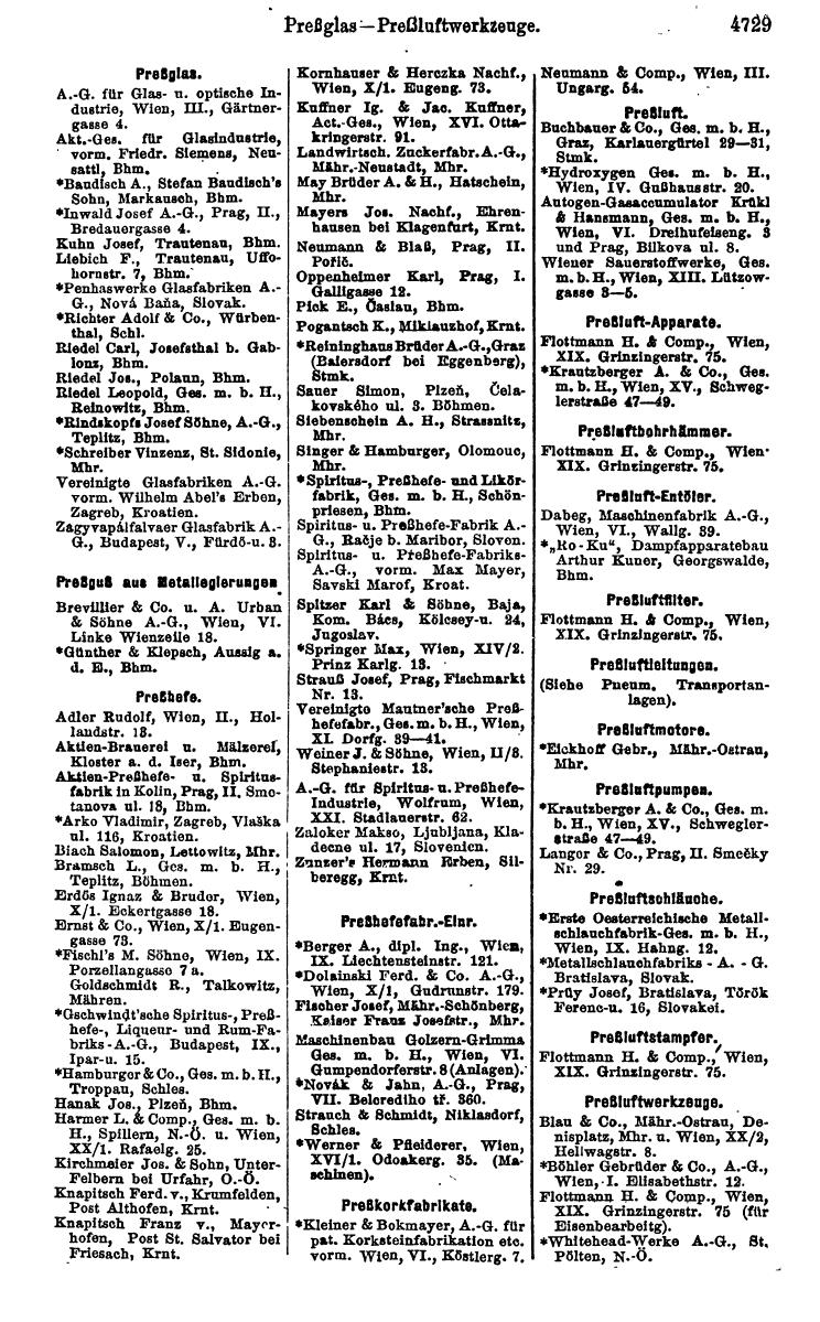 Compass 1922. Band VI: Österreich, Tschechoslowakei, Ungarn, Jugoslawien. - Page 1267