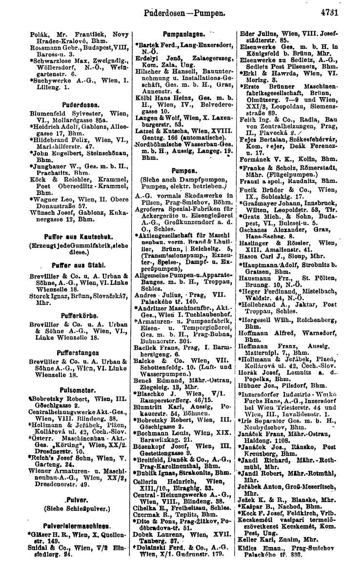 Compass 1922. Band VI: Österreich, Tschechoslowakei, Ungarn, Jugoslawien. - Page 1269